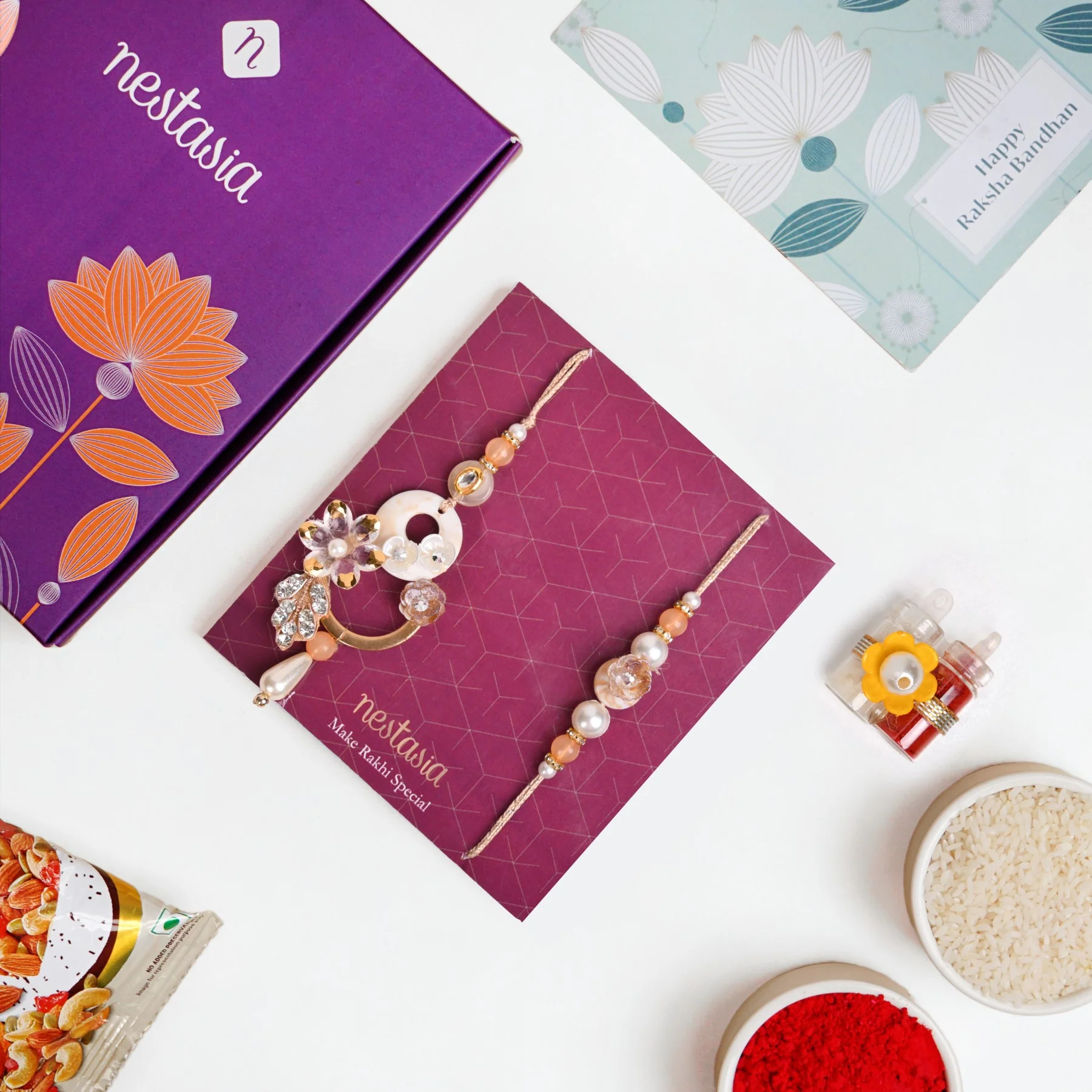 Golden Bloom Rakhi-Lumba Set - Image 2