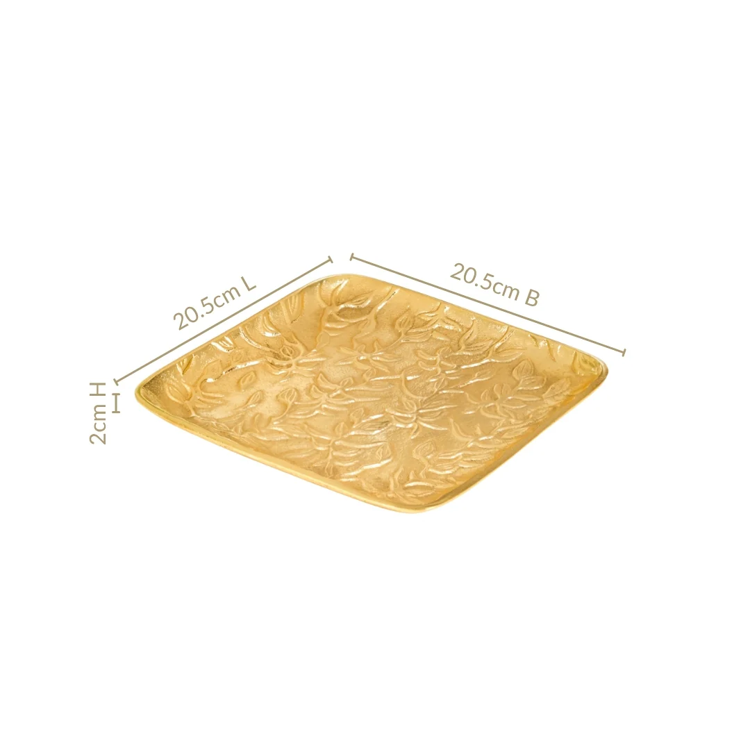 Golden Crest Floral Metal Decorative Tray - Image 6