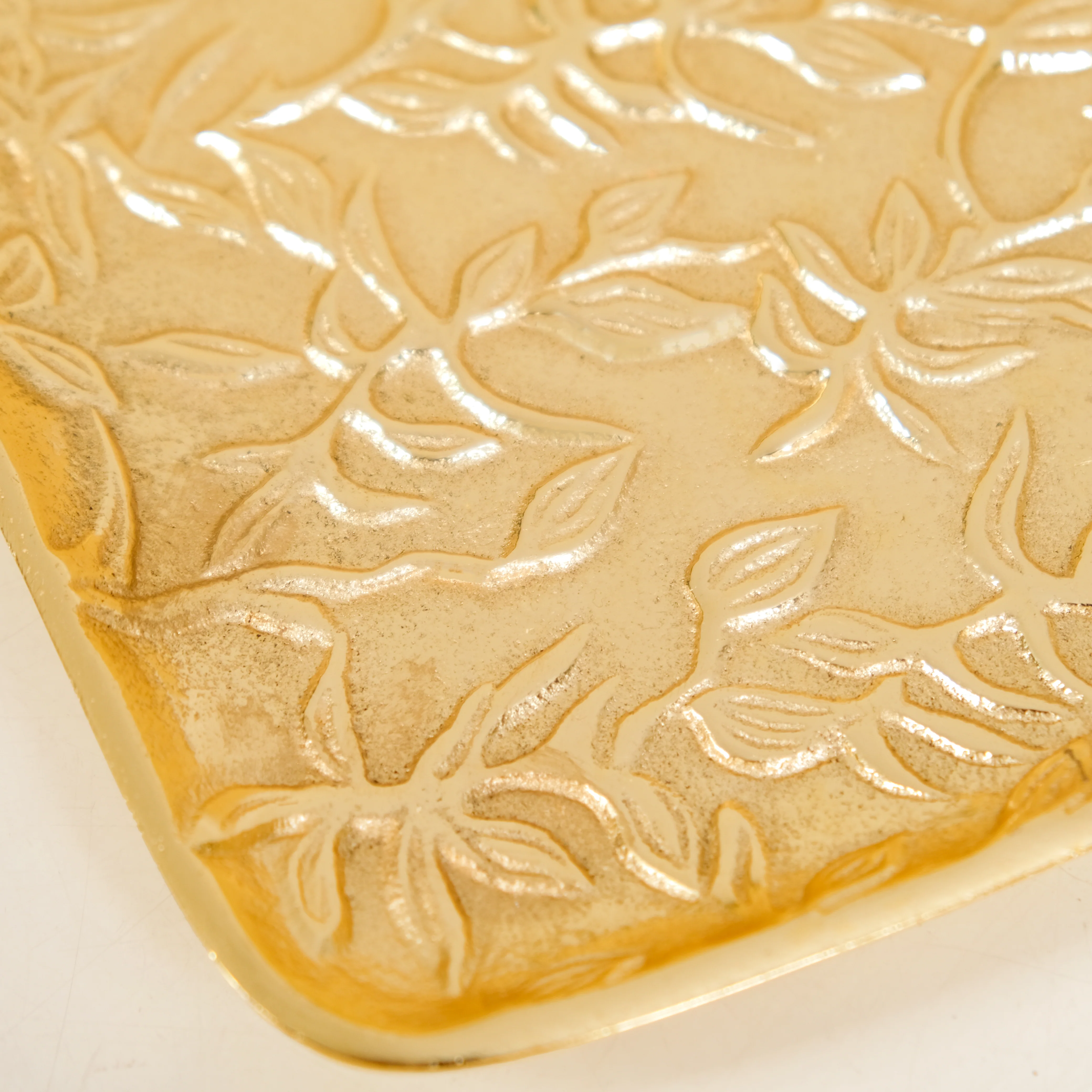 Golden Crest Floral Metal Decorative Tray - Image 8