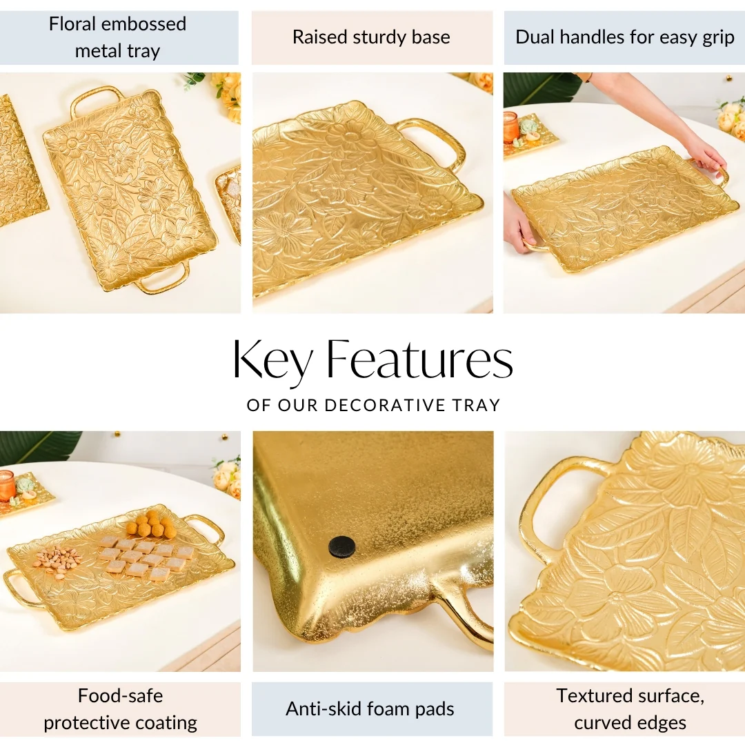 Golden Crest Royalcore Embossed Metal Tray Large - Image 5