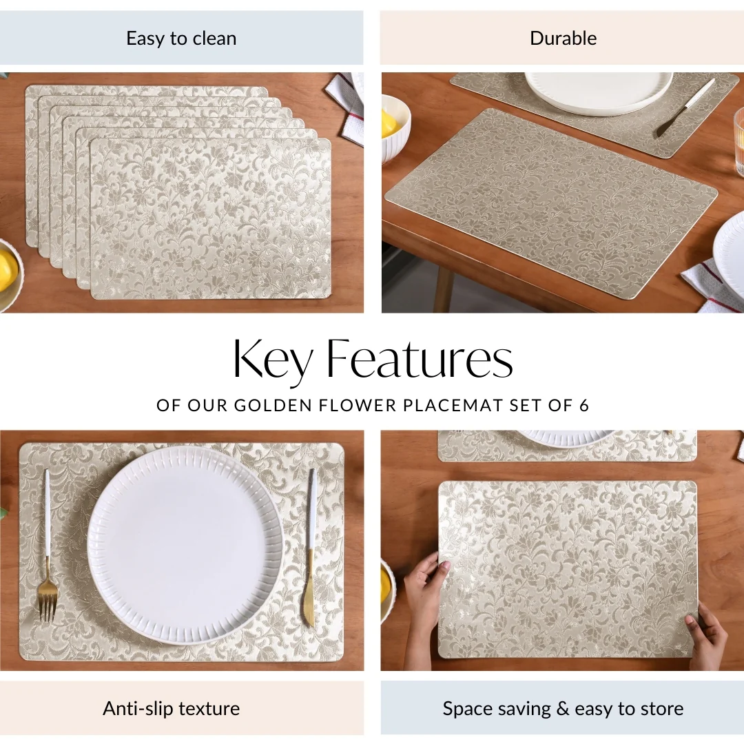 Golden Flower Placemat Set Of 6 - Image 5