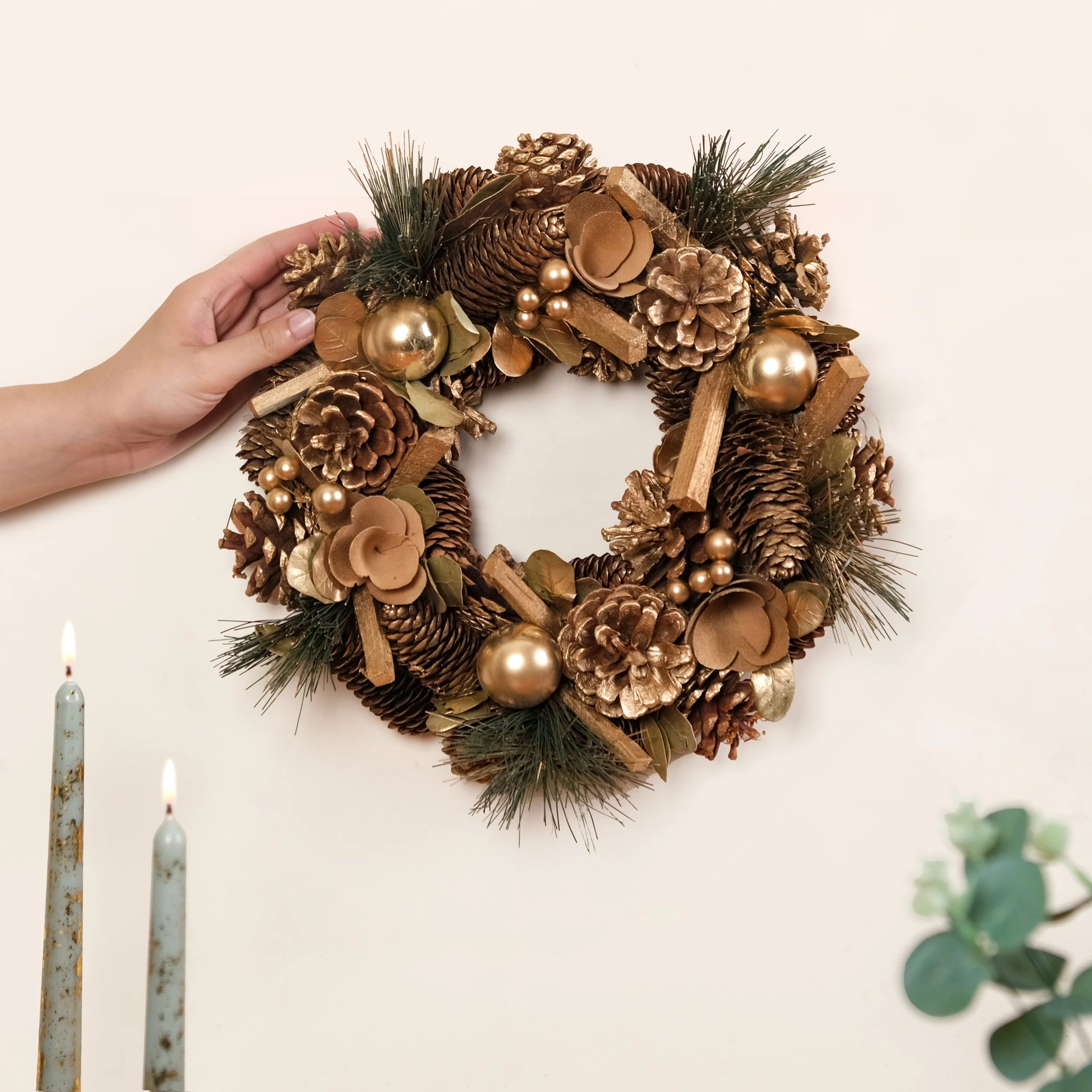 Golden Forest Sustainable Decorative Wreath - Image 2