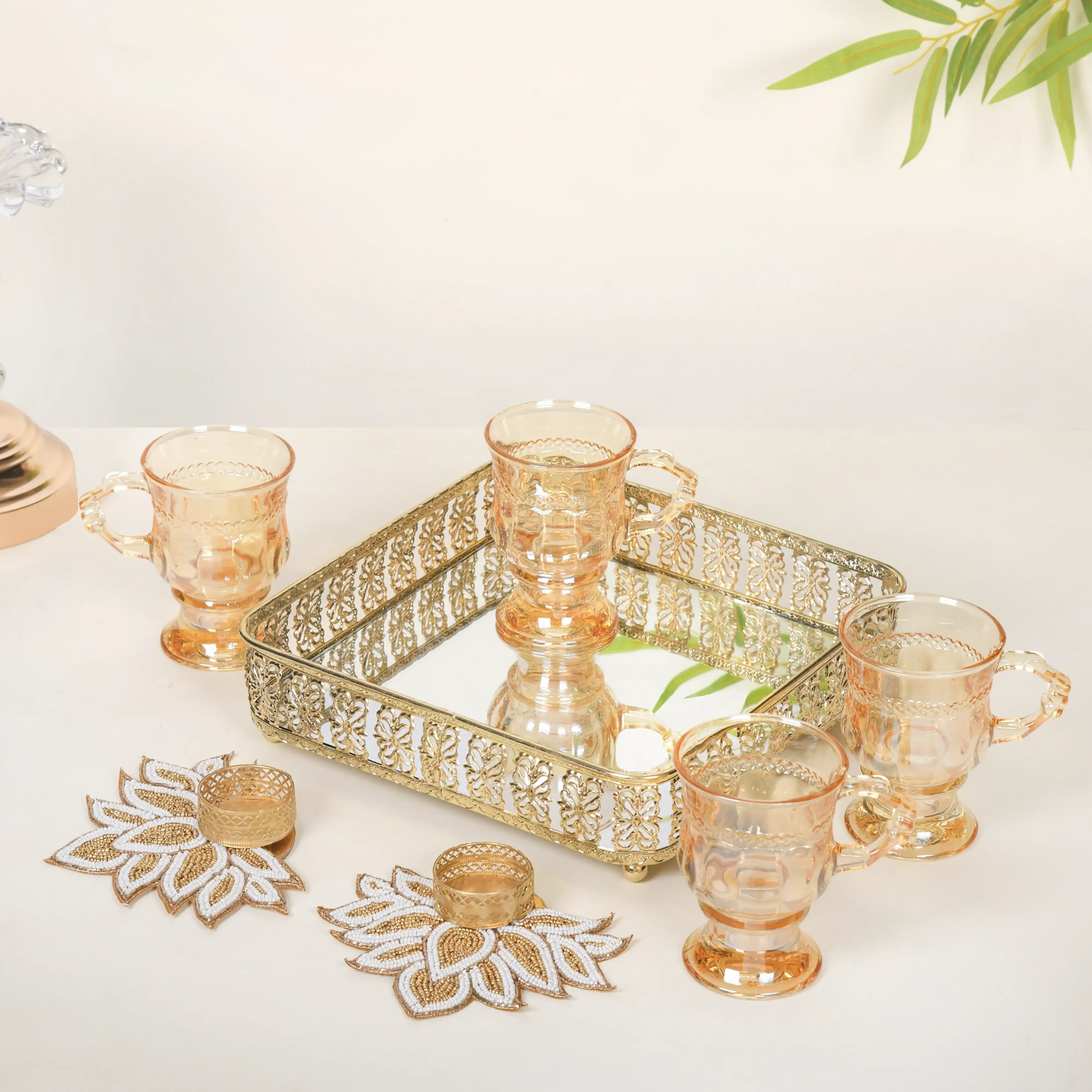 Golden Glass Gift Hamper Set of 4
