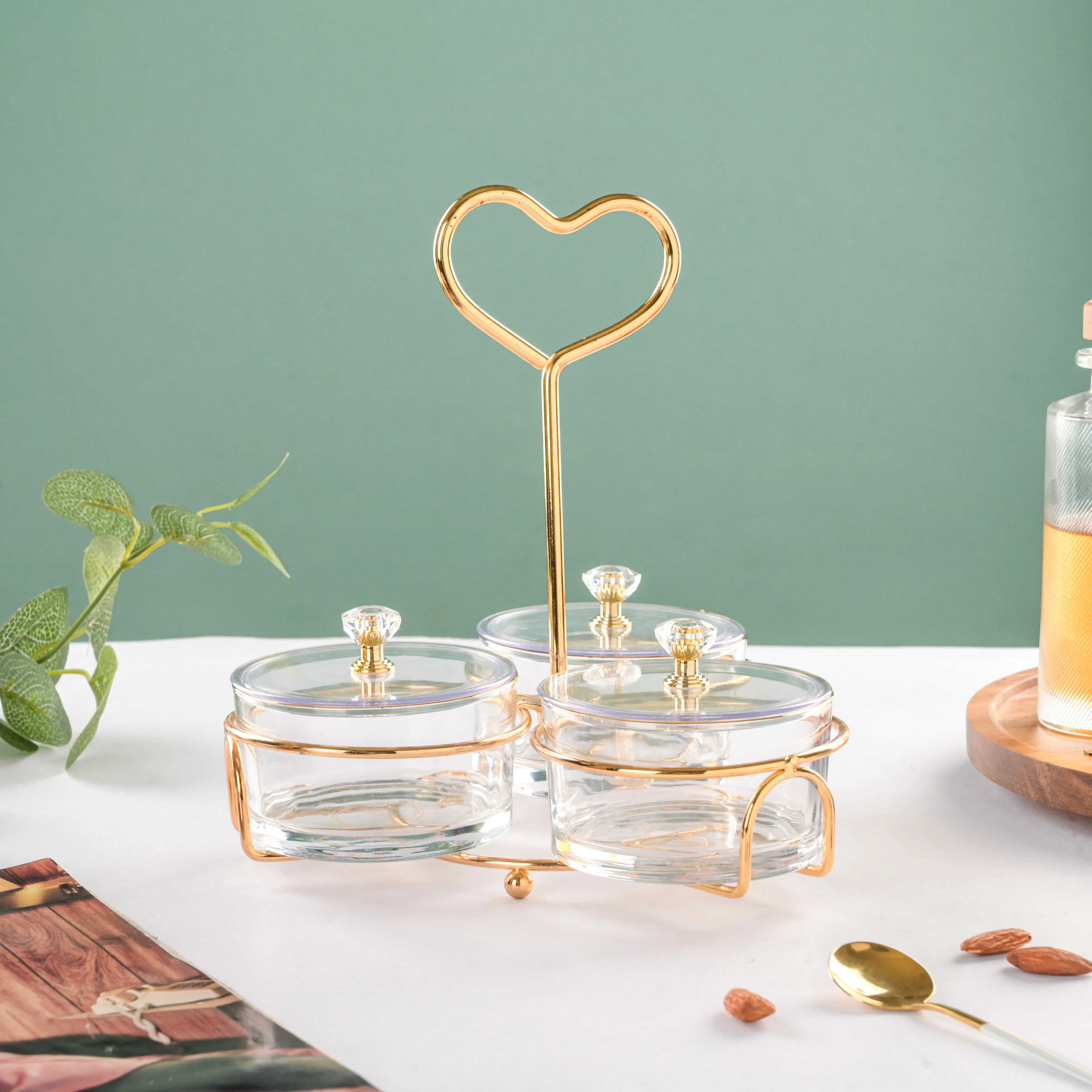Golden Heart Transparent Jars With Stand Set Of 4 200ml - Image 5