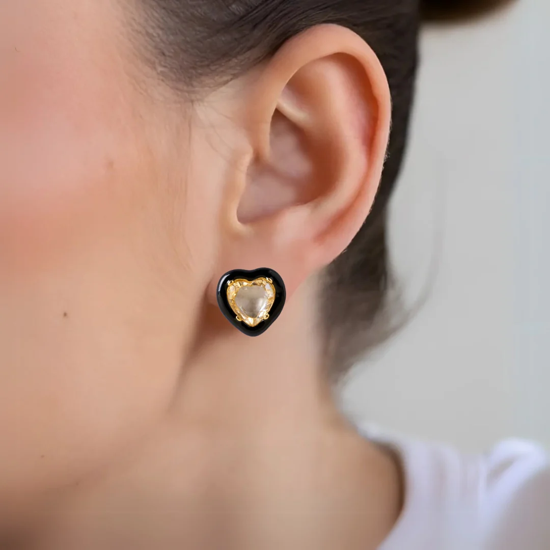 Golden Hearts Stud Earrings - Image 2