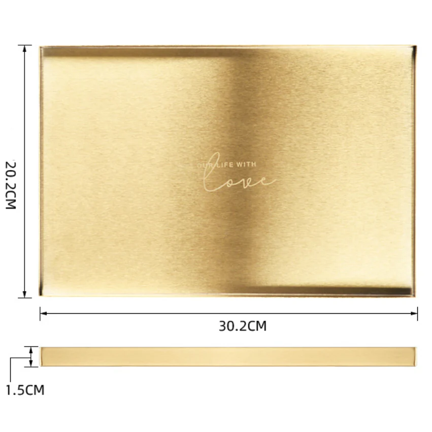 Golden Metal Tray Rectangle Large 12 Inch - Image 6