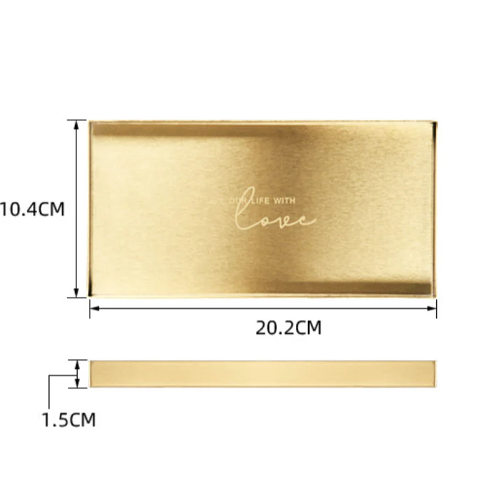 Golden Metal Tray Rectangle Small 8 Inch - Image 7