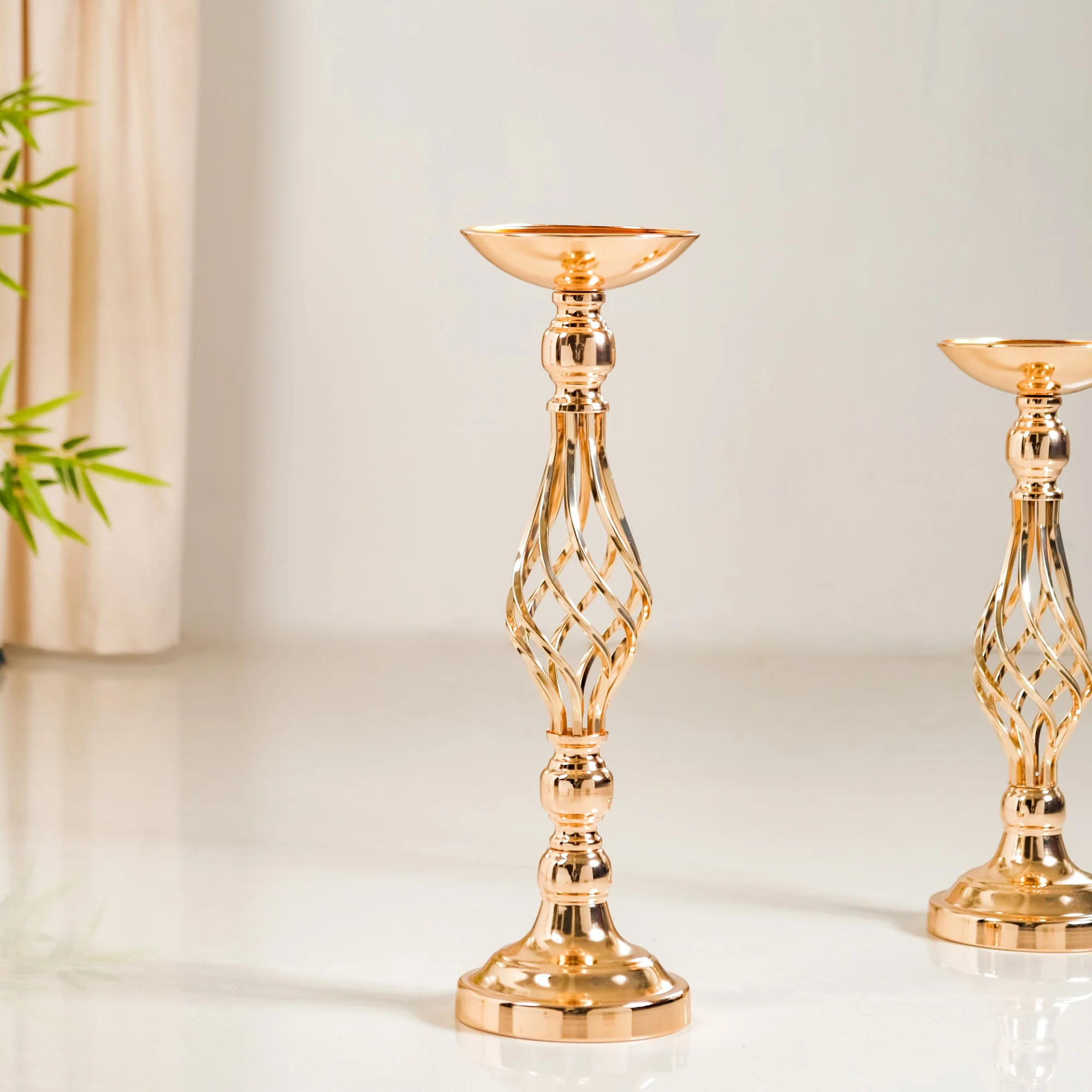 Golden Tall Floor Candle Stand Set Of 3 Large - Image 7