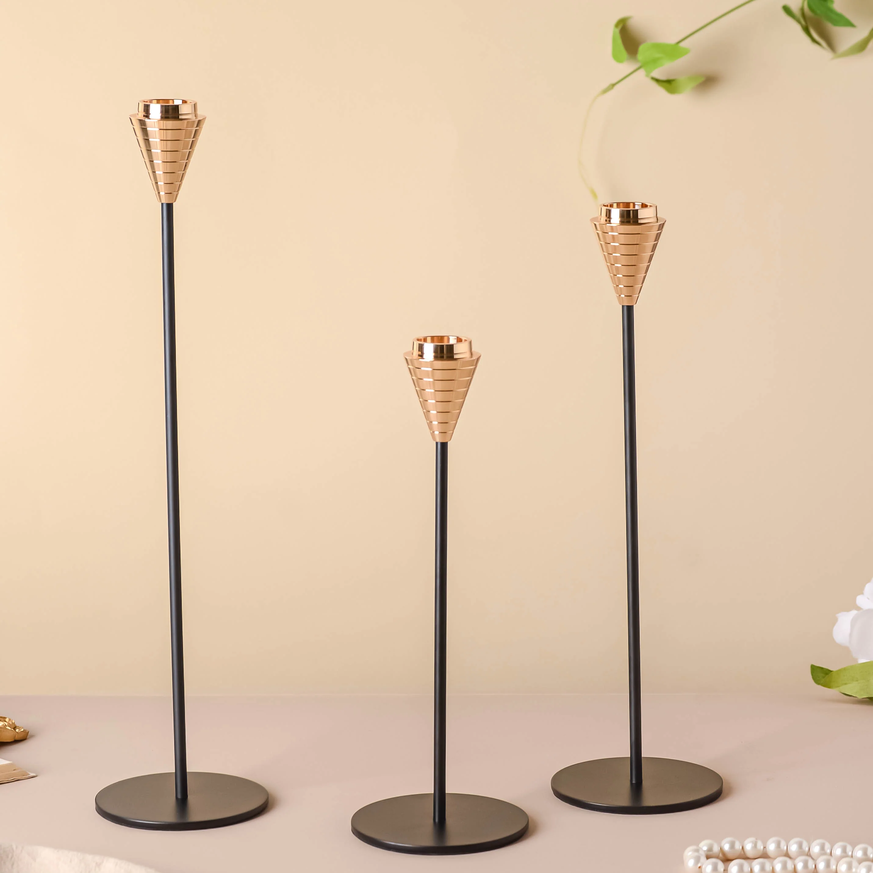 Golden Tip Candle Stand Set Of 3 - Image 12