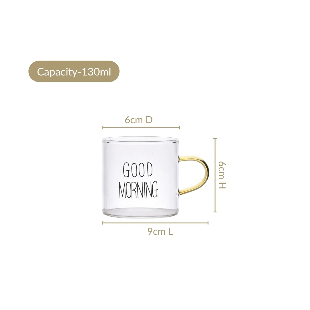 Good Morning Assorted Multicolour Handle Tea Cups Set Of 6 130ml - Image 4