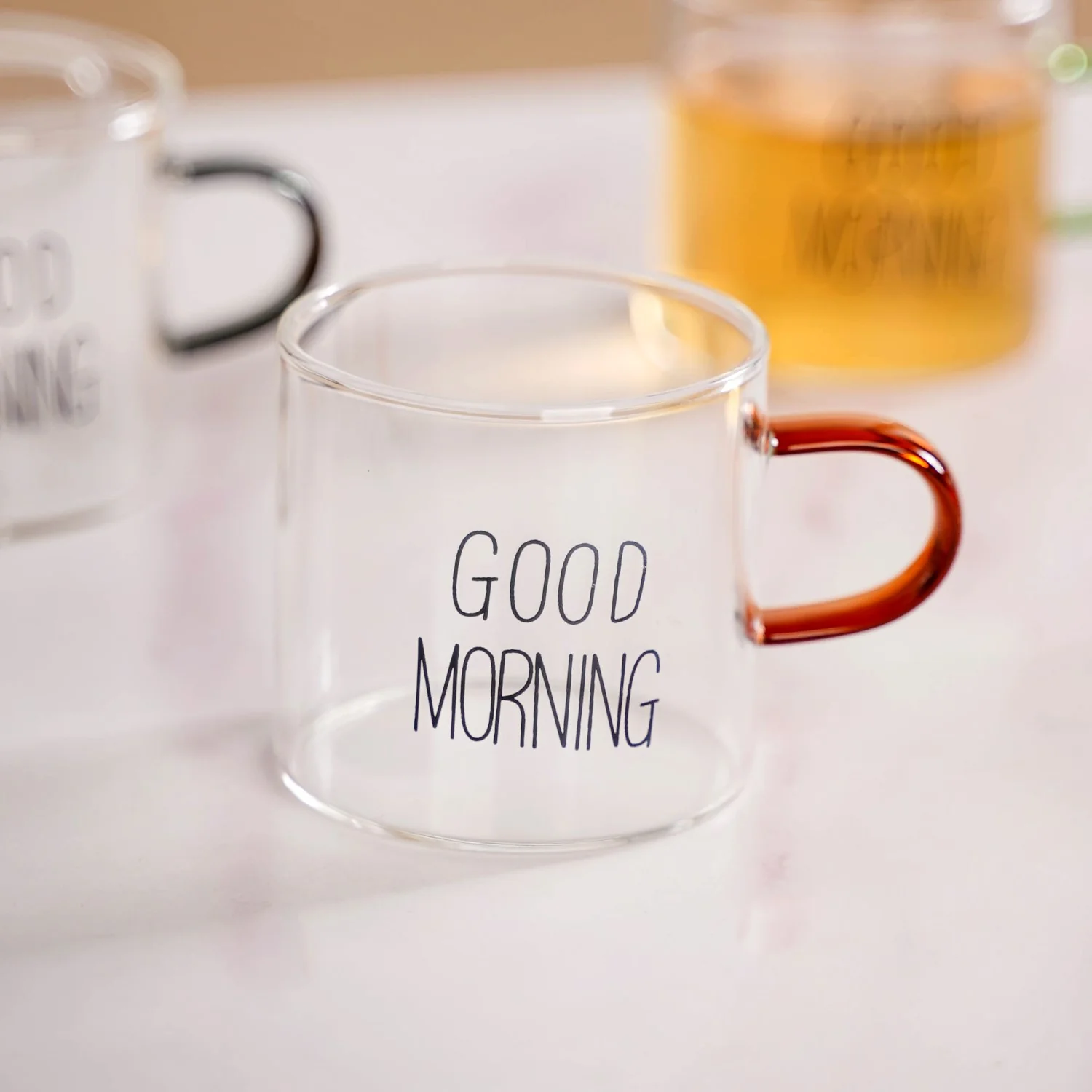 Good Morning Assorted Multicolour Handle Tea Cups Set Of 6 130ml - Image 6