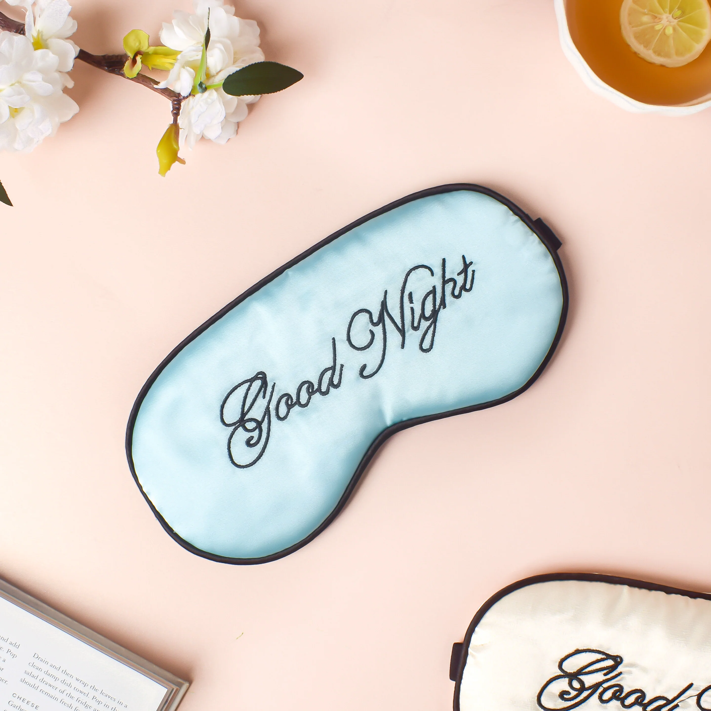 Good Night Sleep Satin Eye Mask Blue