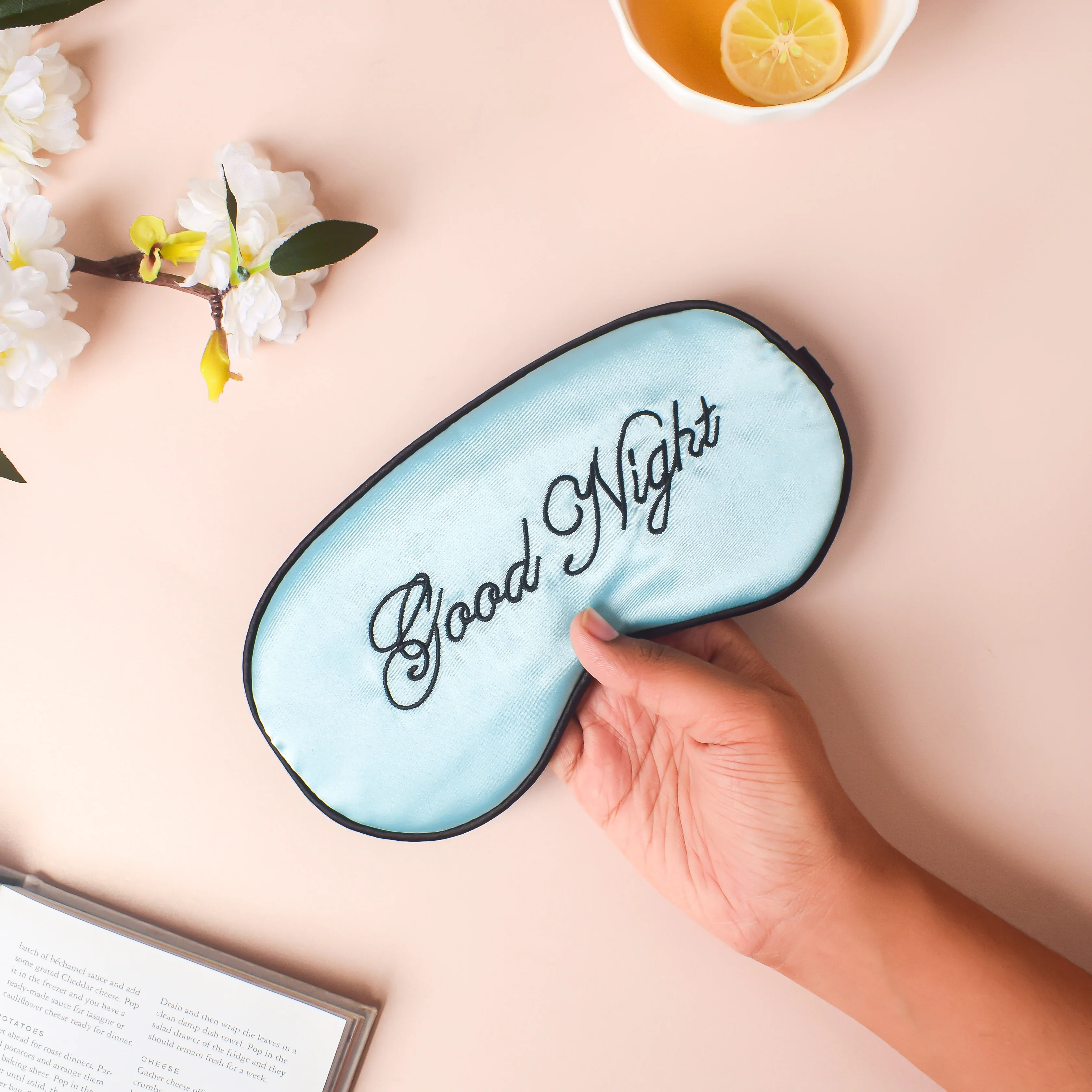 Good Night Sleep Satin Eye Mask Blue - Image 2