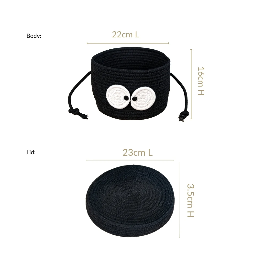 Googly Eyes Black Storage Basket With Lid 17cm - Image 4