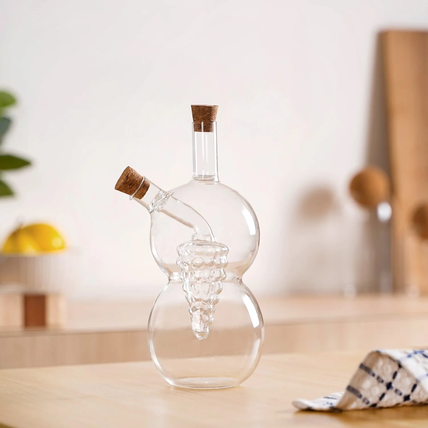 Grape Sculpture Glass Cruet For Olive Oil With Italian Seasoning - Image 8