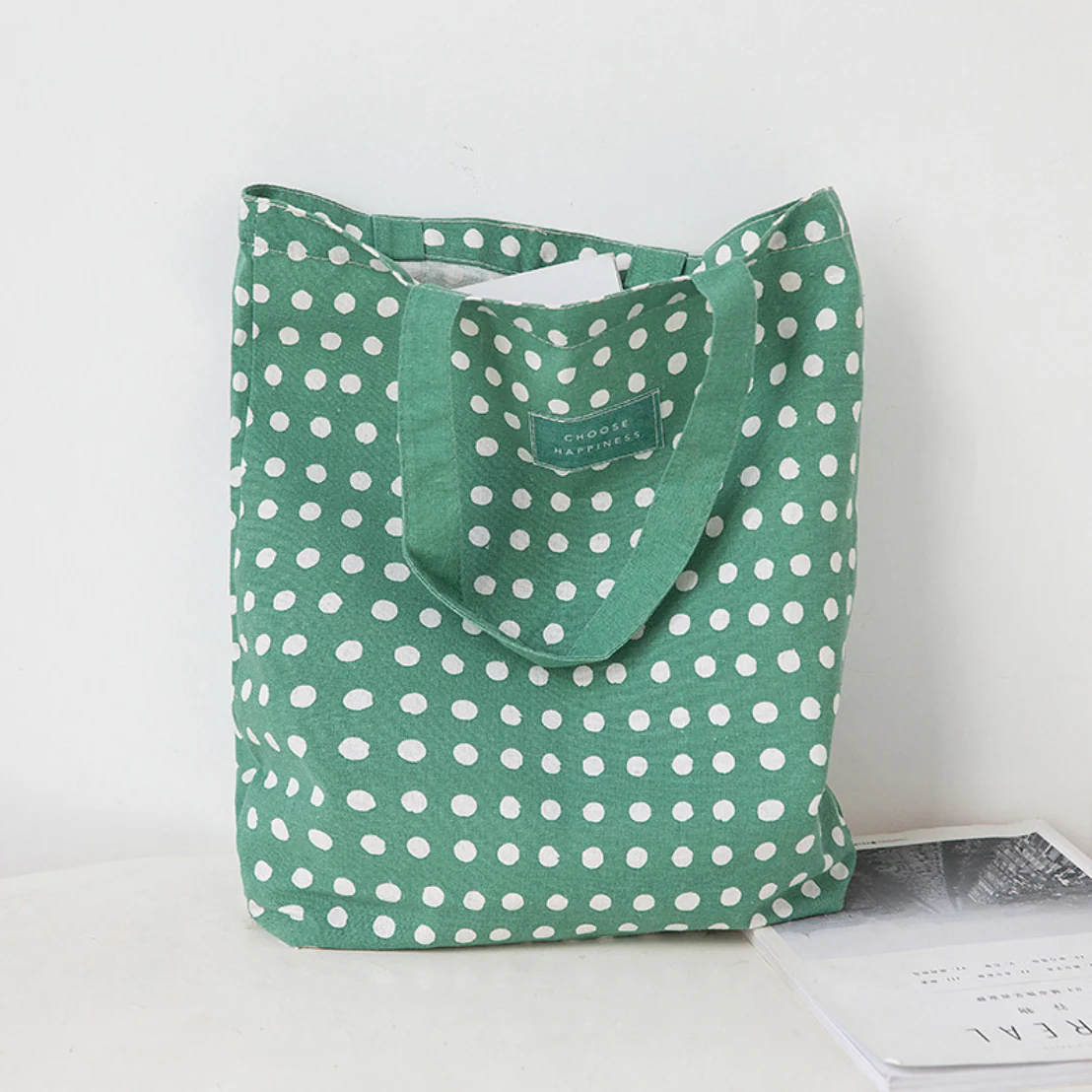 Green And White Tote Bag - Image 11
