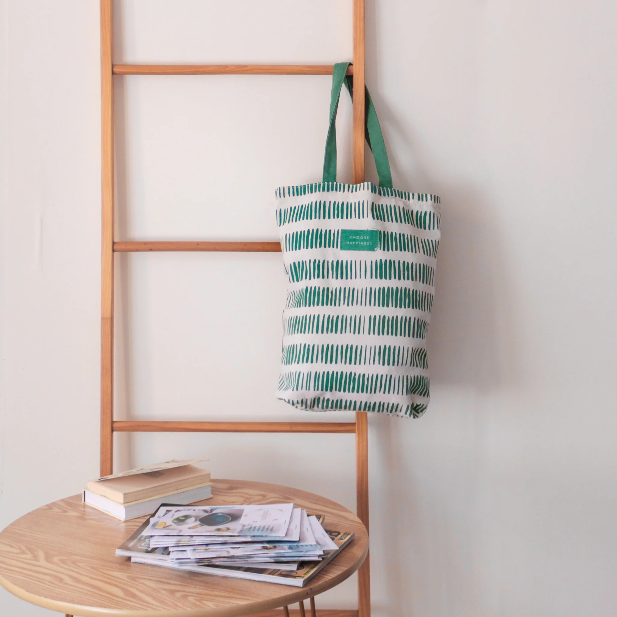Green And White Tote Bag - Image 2