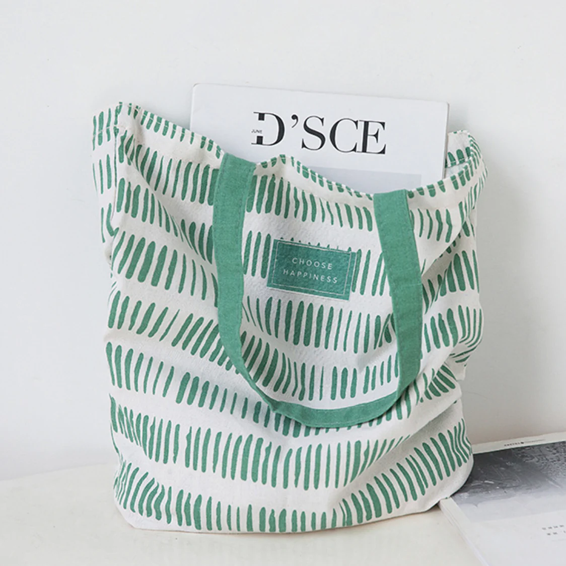 Green And White Tote Bag - Image 3