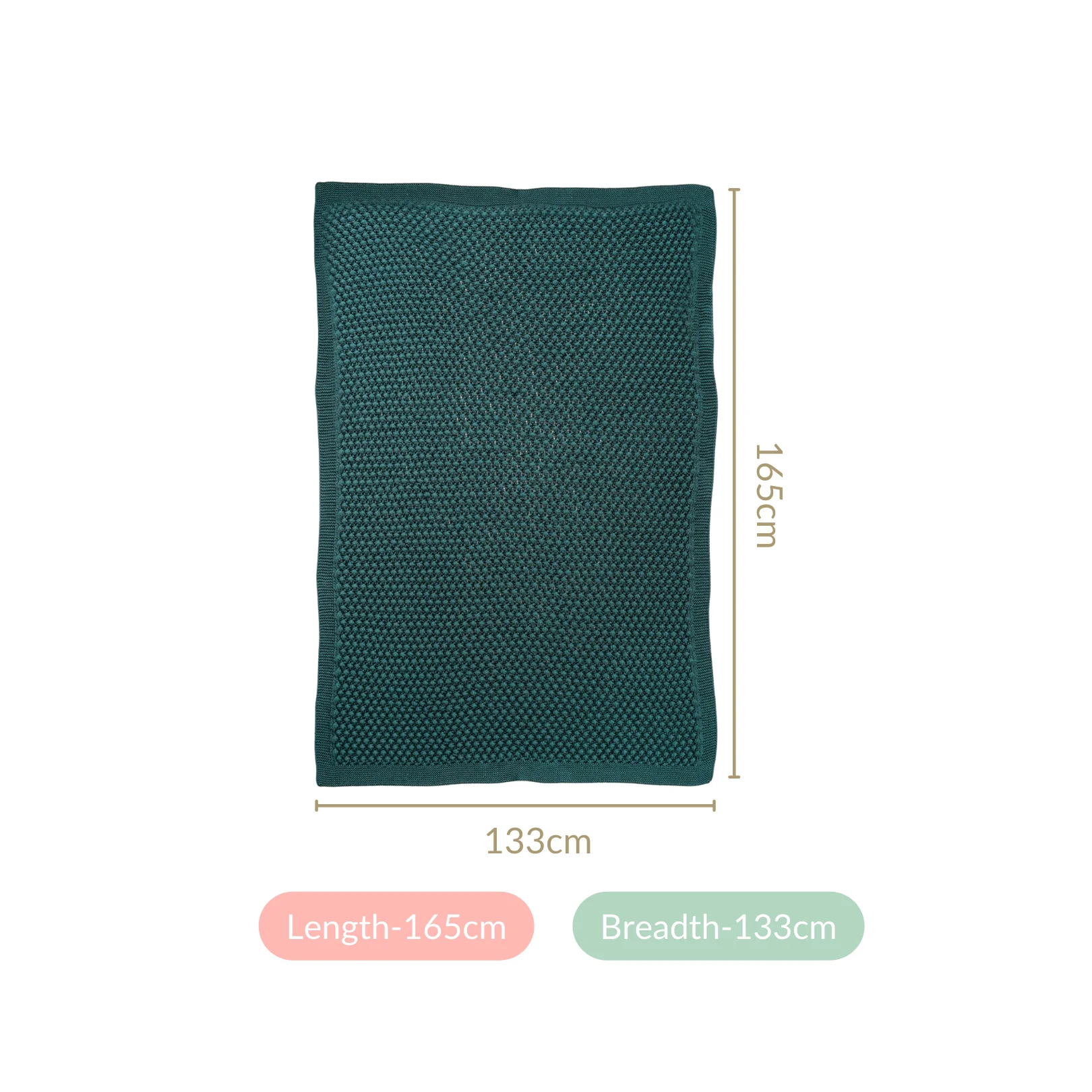 Green Cable Knitted Pure Cotton Soft Throw Blanket - Image 4