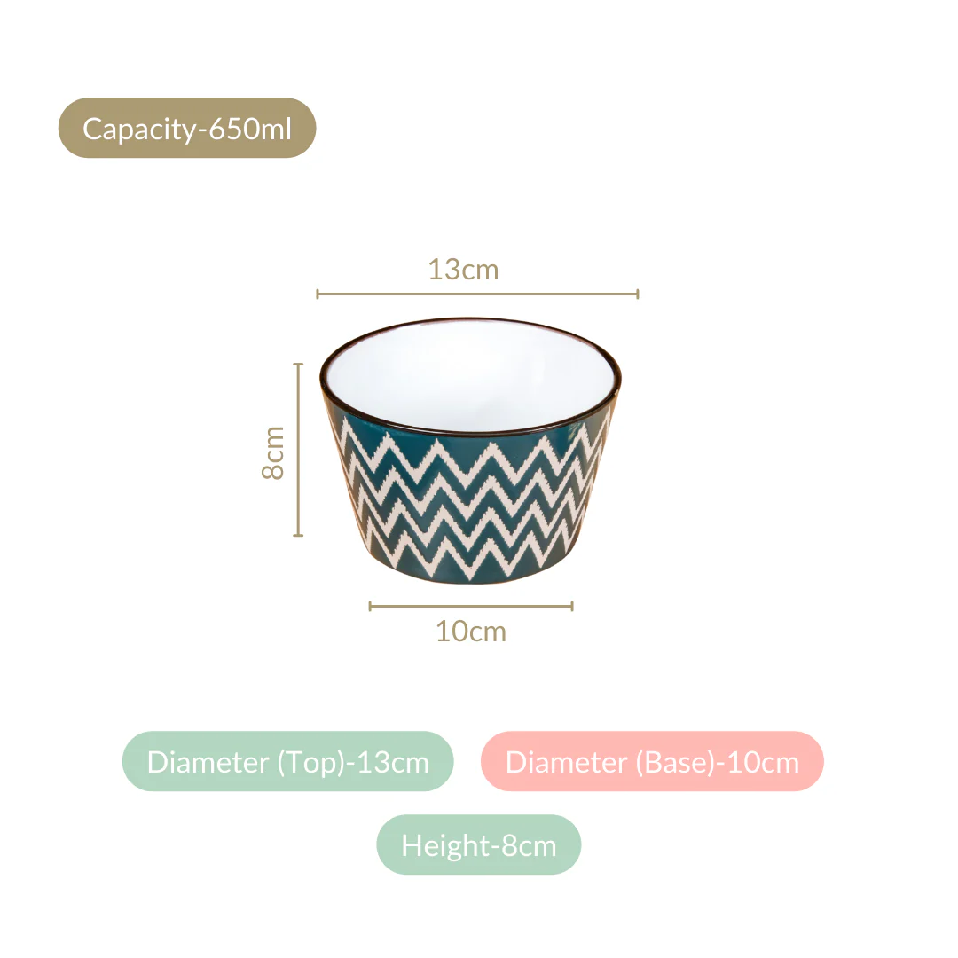 Green Ceramic Oscilla Serving Bowl Set Of 4 650ml - Image 4