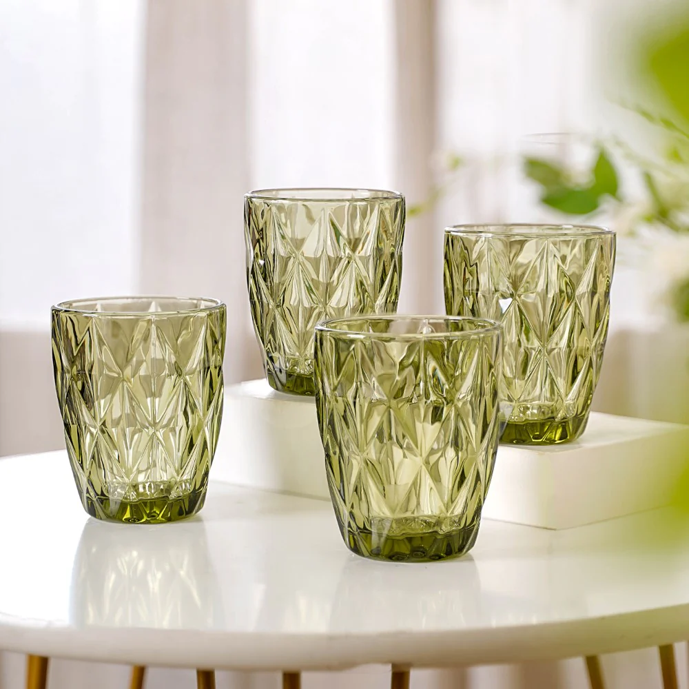 Green Embossed Drinkware Set of 4 - Image 10