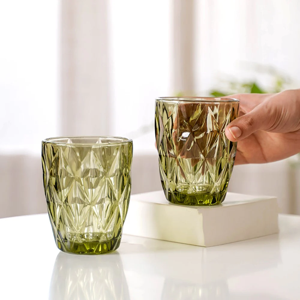 Green Embossed Drinkware Set of 4 - Image 2