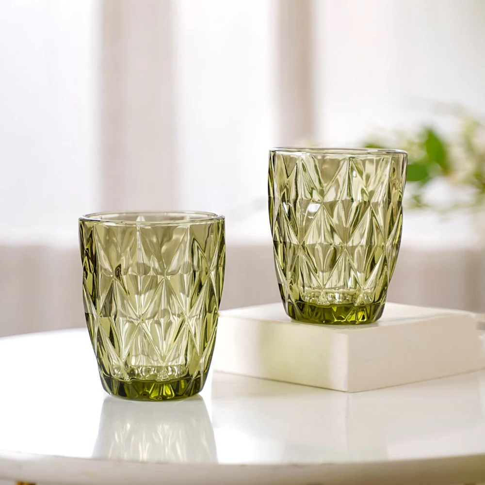 Green Embossed Drinkware Set of 4 - Image 4