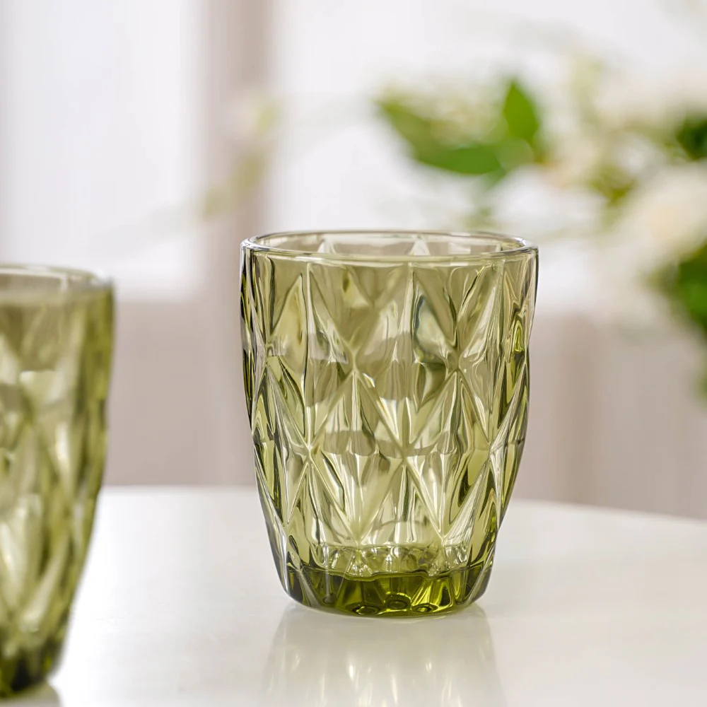 Green Embossed Drinkware Set of 4 - Image 5
