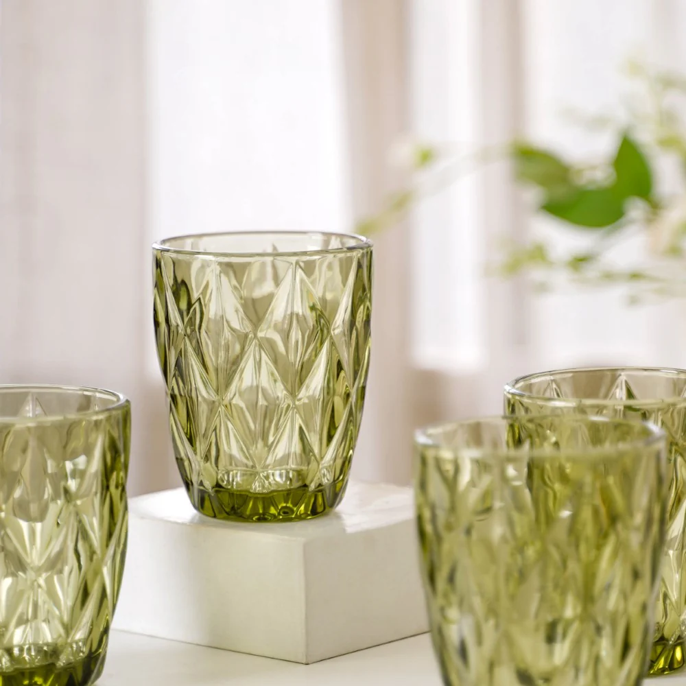Green Embossed Drinkware Set of 4 - Image 7