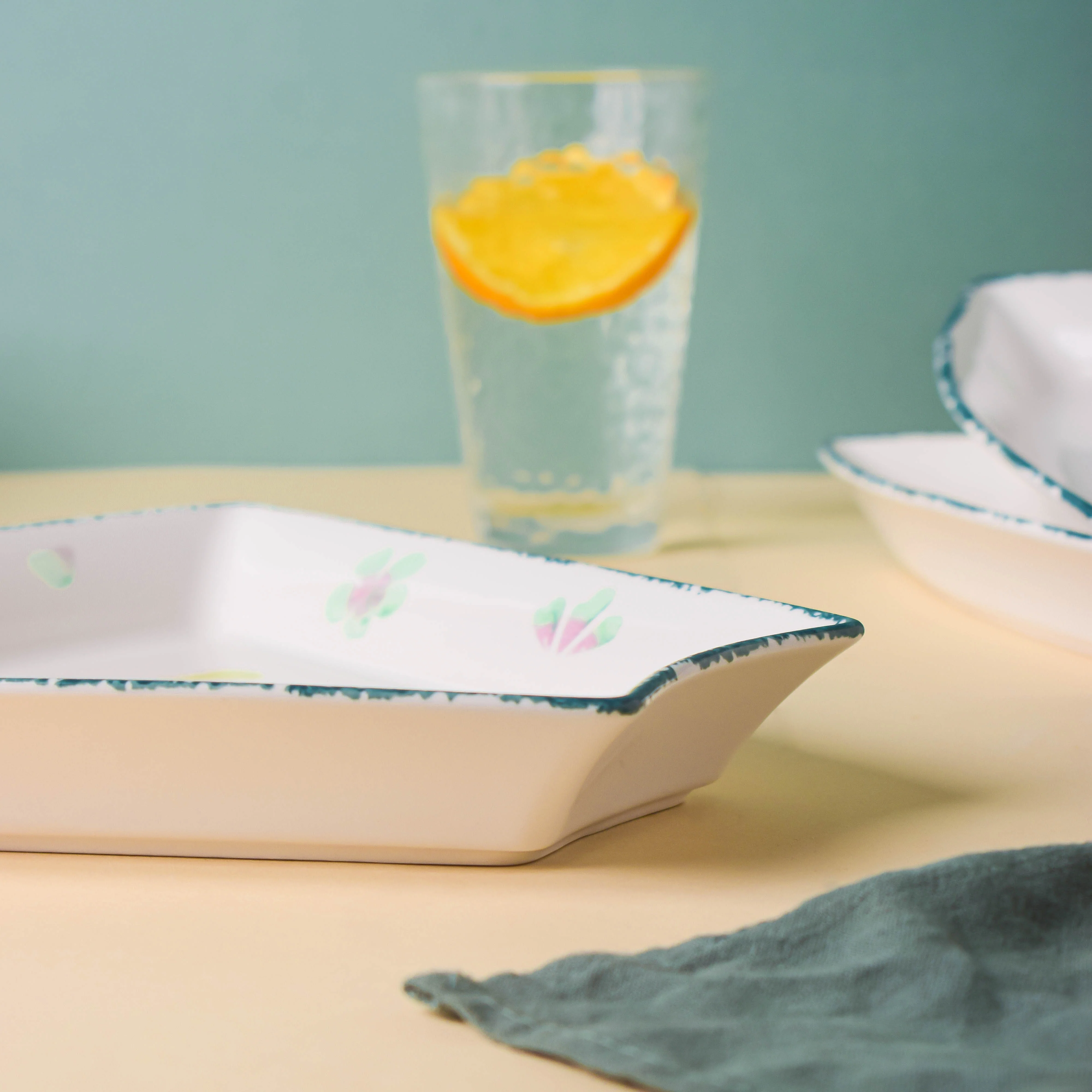 Green Floral Snack Plates Set Of 8 - Image 8