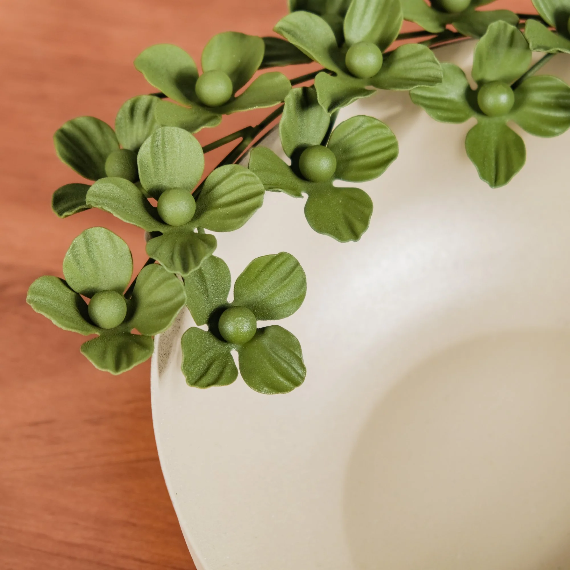 Green Garden Decorative Bowl With Metal Flowers 9 Inch - Image 9