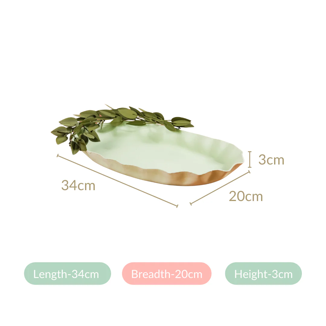 Green Garden Decorative Metal Tray 14x8 Inch - Image 5