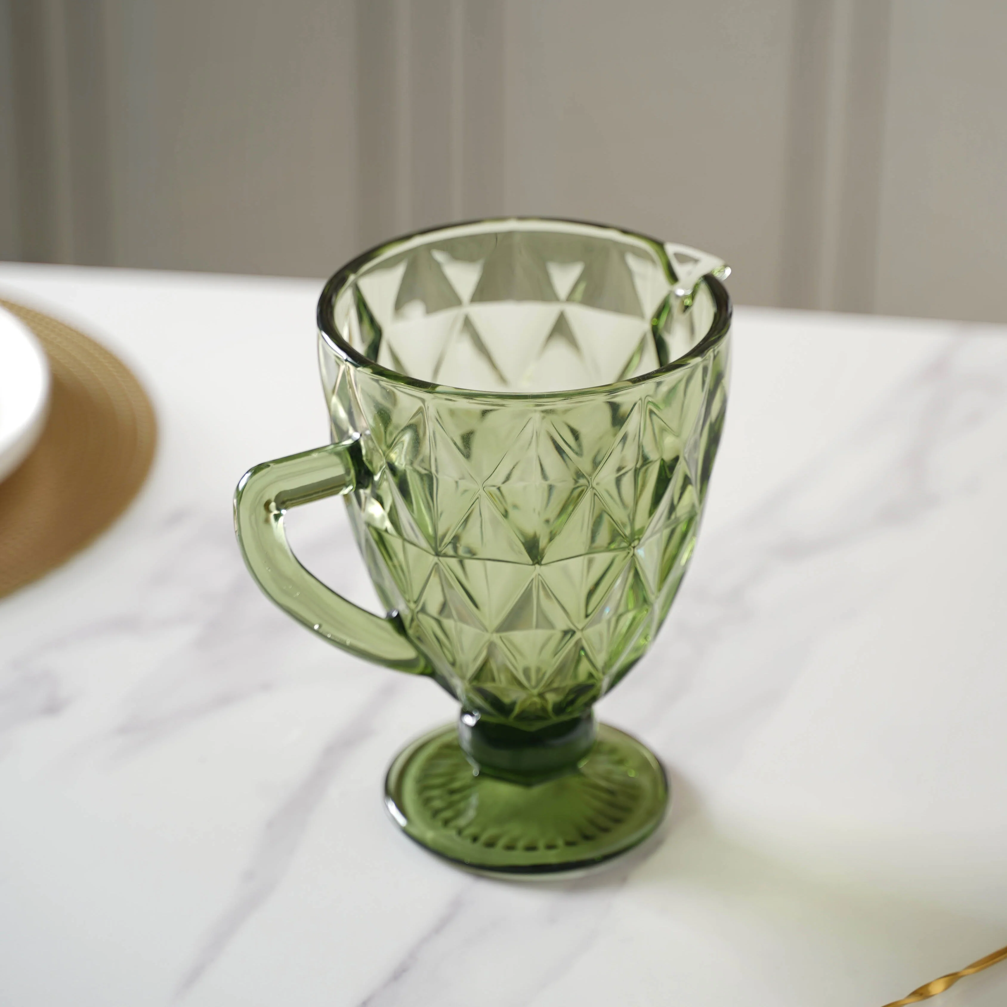 Green Glass Juice Jug - Image 4