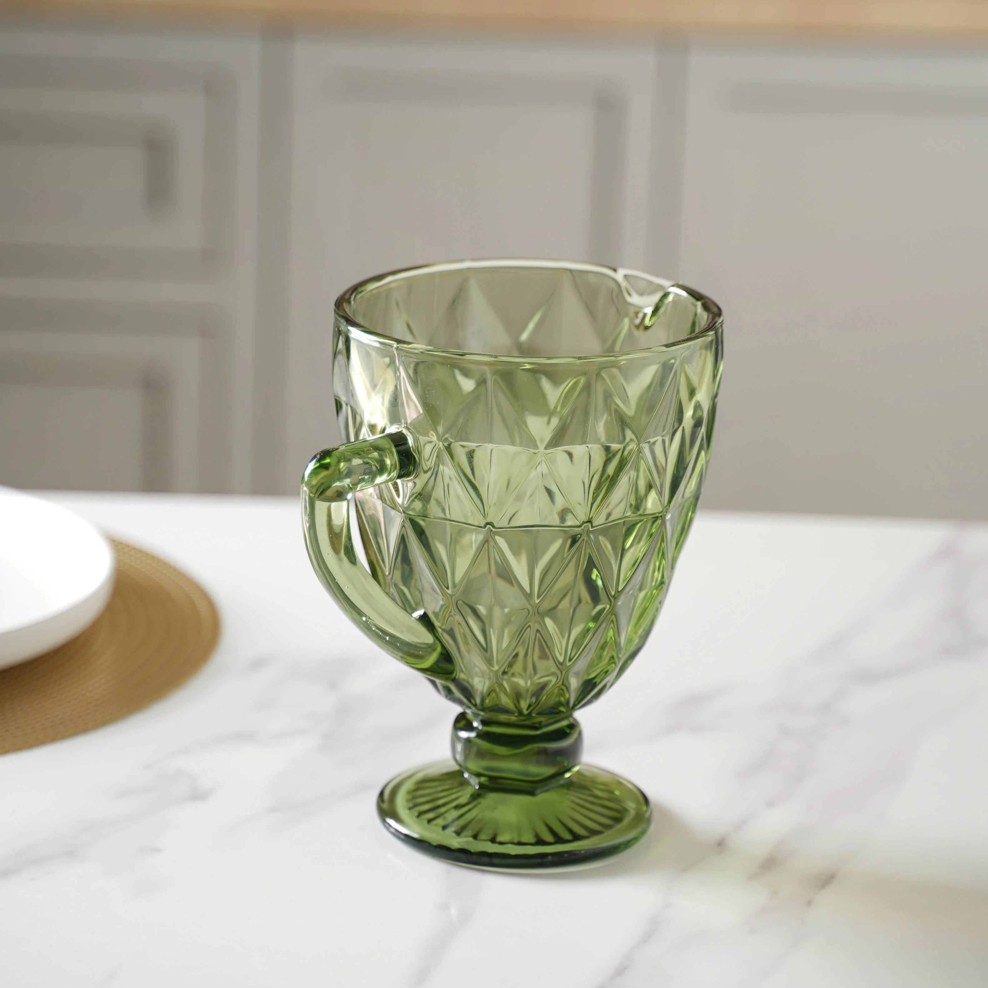 Green Glass Juice Jug - Image 5