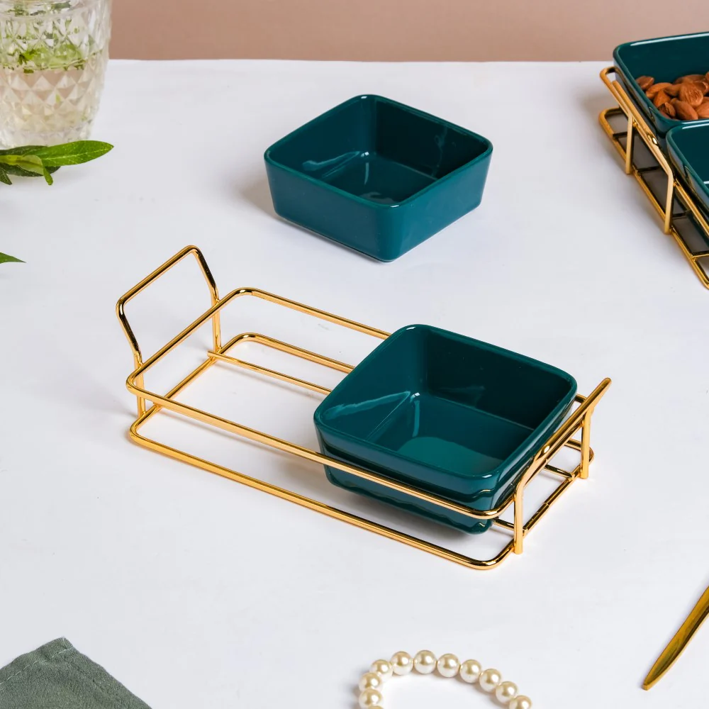 Green Glossy Ceramic Bowls And Tray Set Of 3 200ml - Image 5