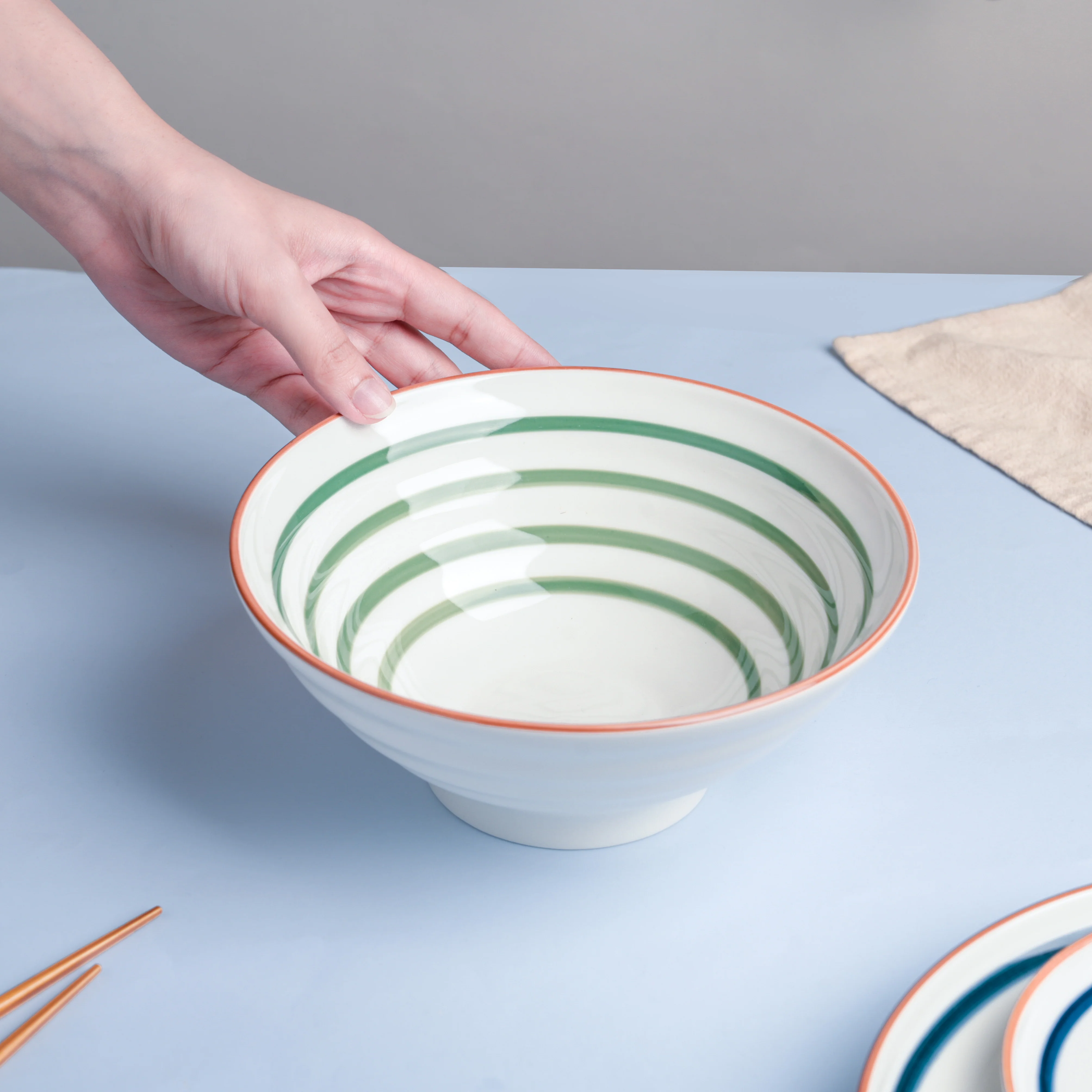 Green Illusion Ceramic Serving Bowl - Image 2