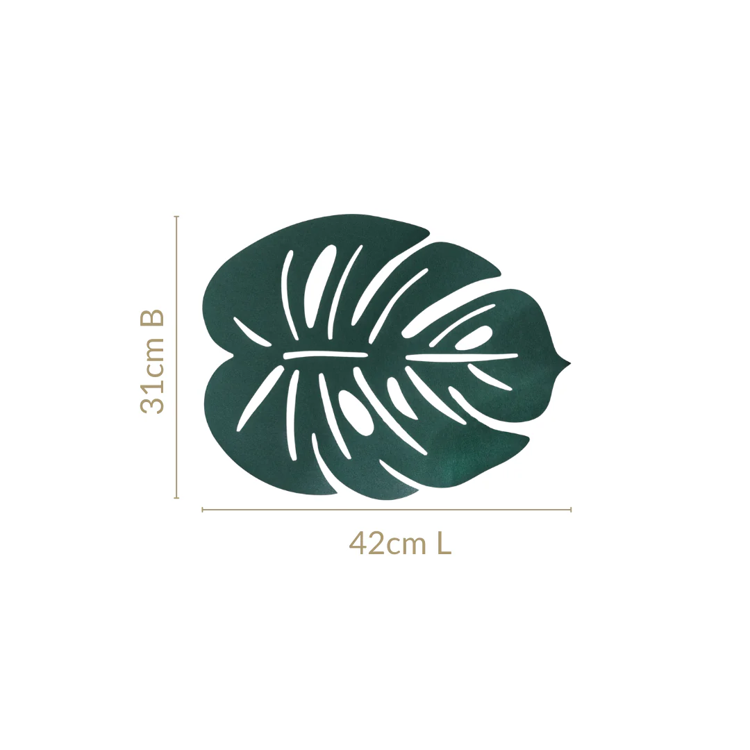 Green Laser Cut Monstera Leaf Table Mat Set Of 6 - Image 4
