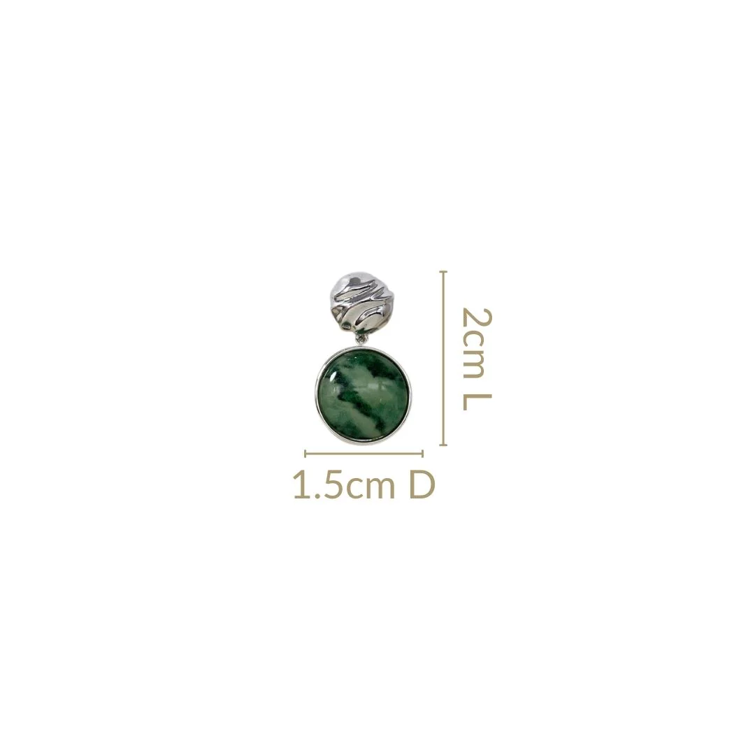 Green Marble Dainty Drop Earrings - Image 3