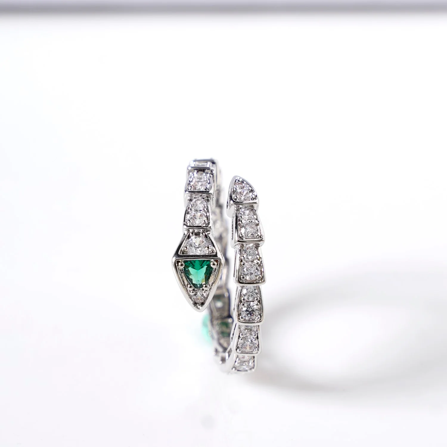 Green Mystique Silver Serpent Ring - Image 5