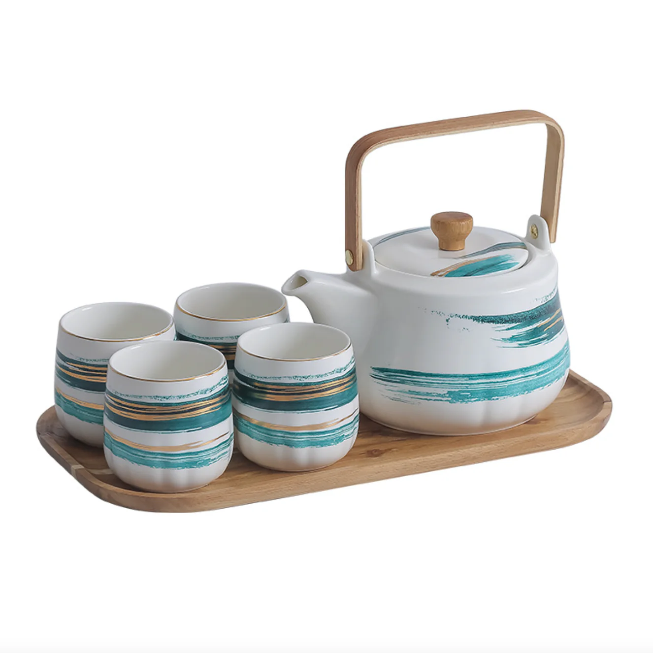 Green Porcelain Tea Pot Set - Image 5