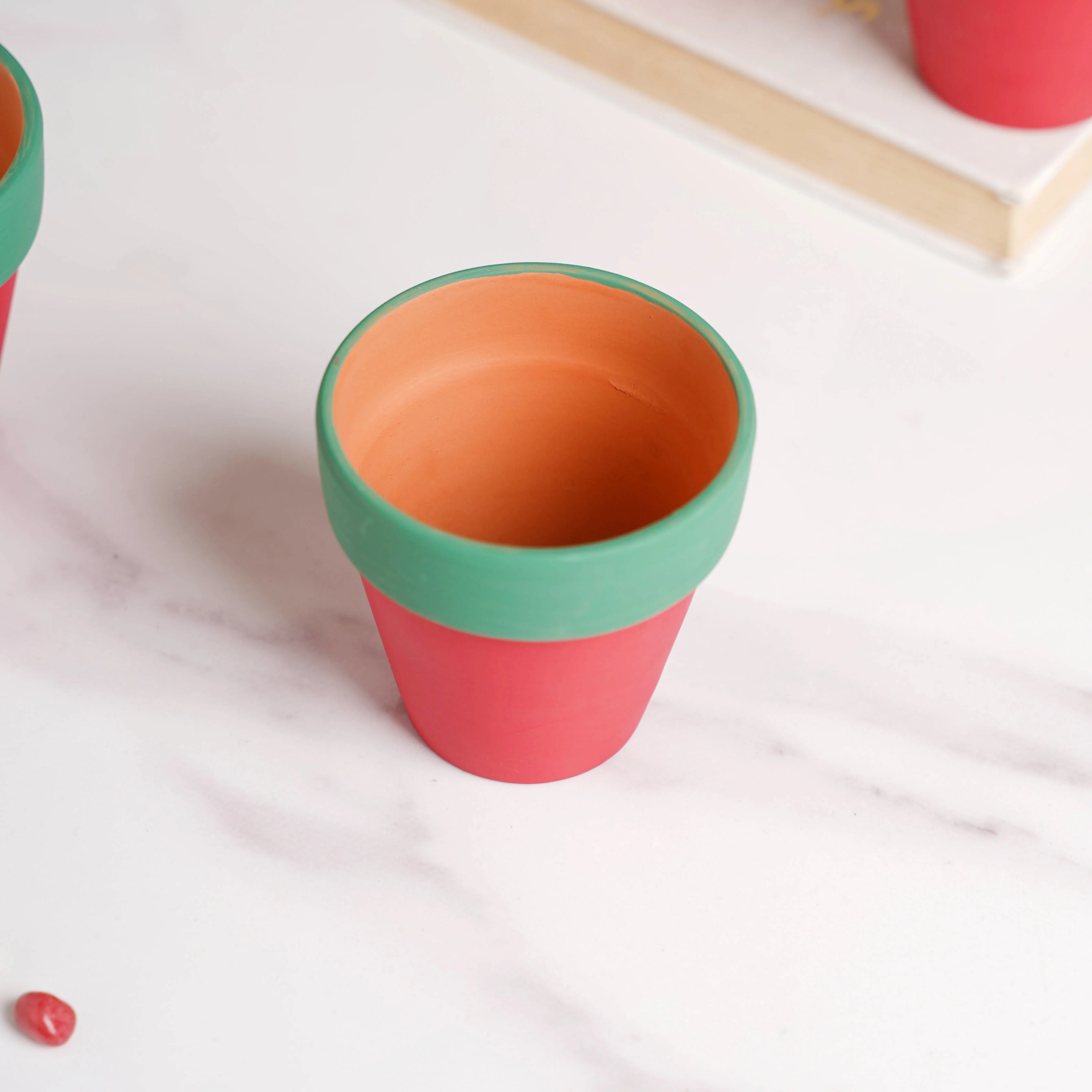 Green Rim Red Clay Pot Set Of 4 - Image 10