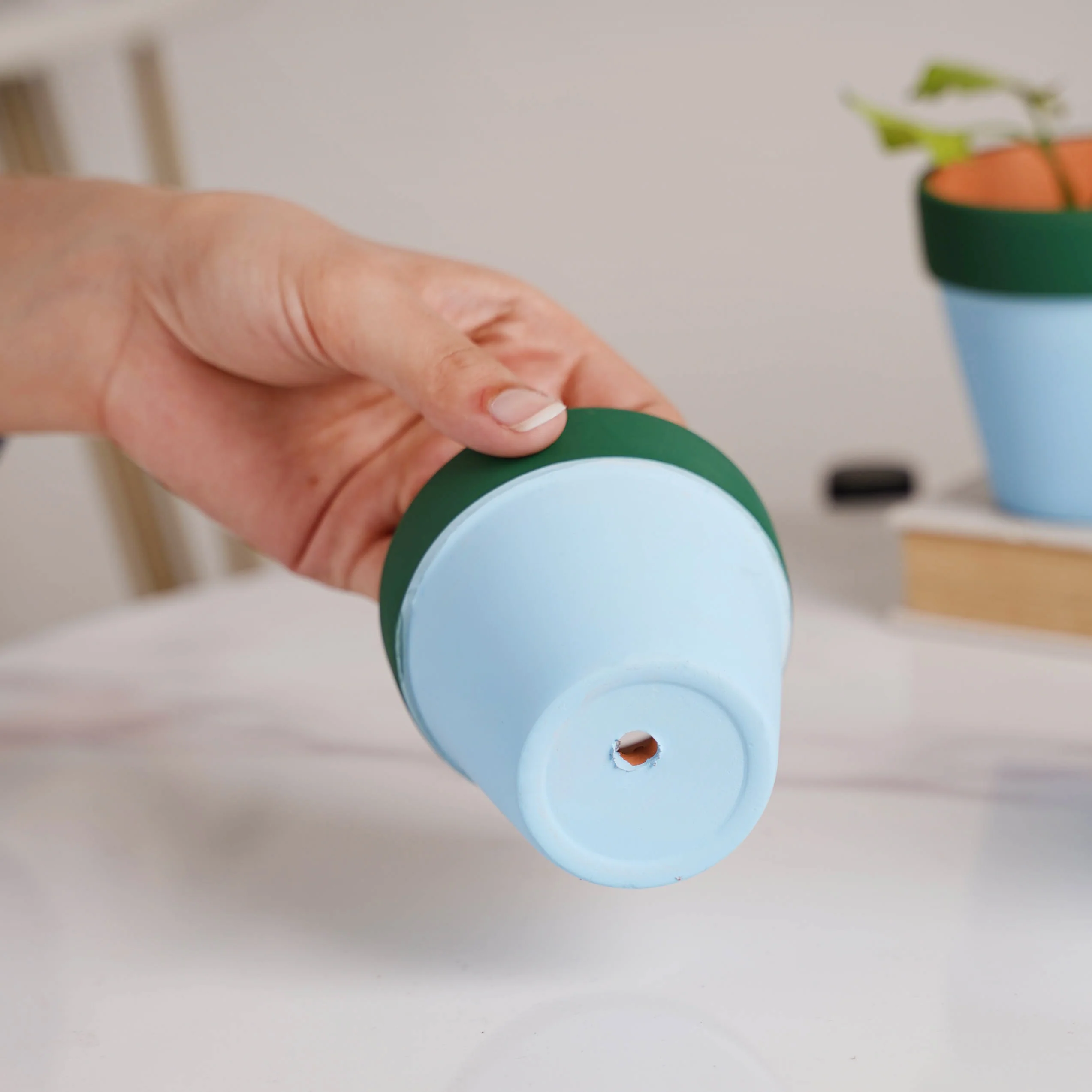 Green Rim Sky Blue Mini Pot Set Of 4 - Image 3
