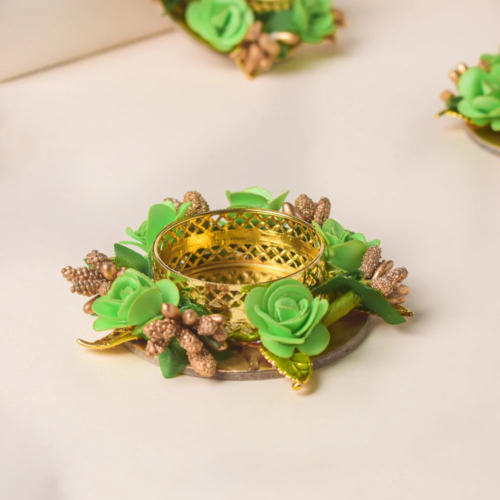 Green Rose Tea Light Holder Set Of 6 - Image 2