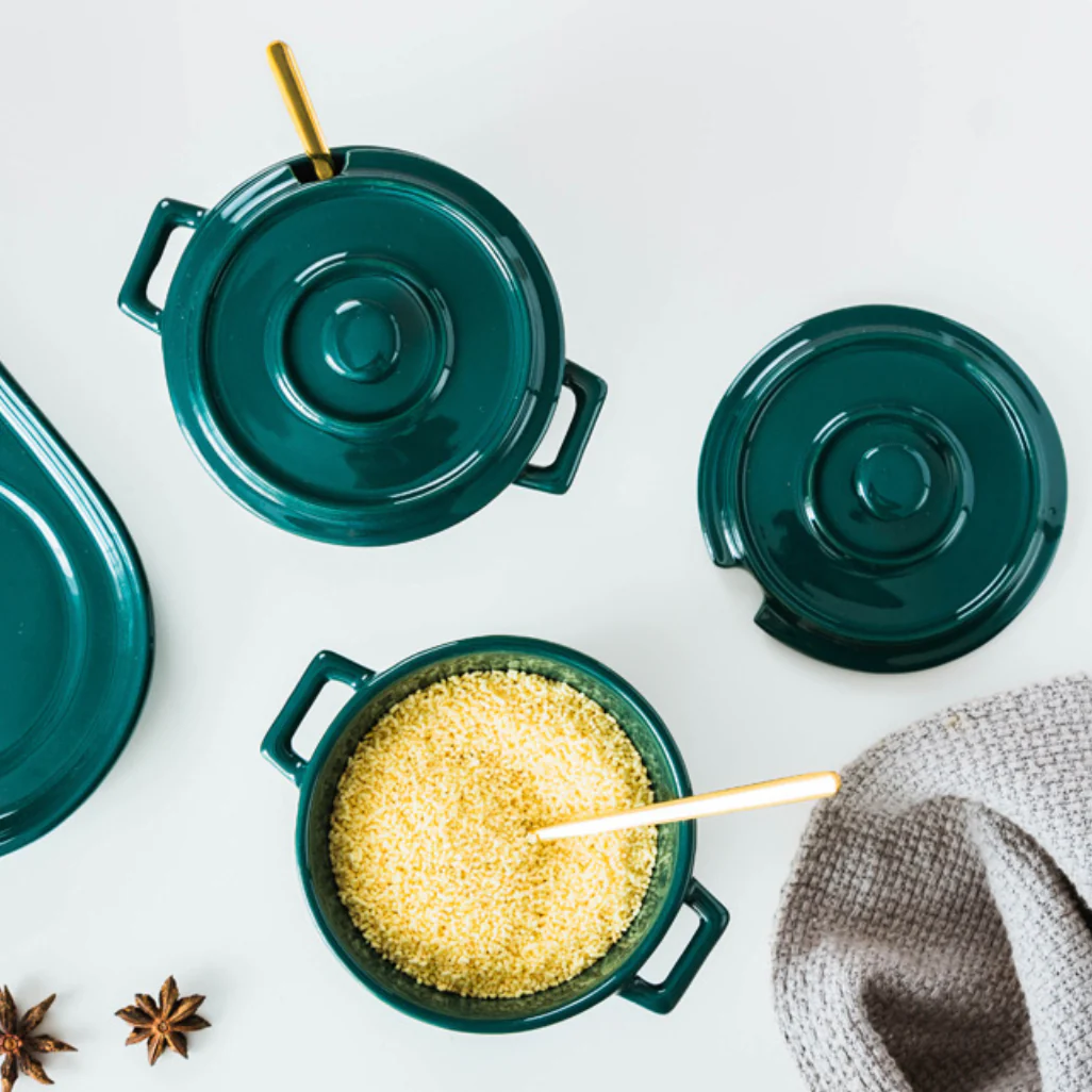 Green Spice Jar Set With Tray - Image 5
