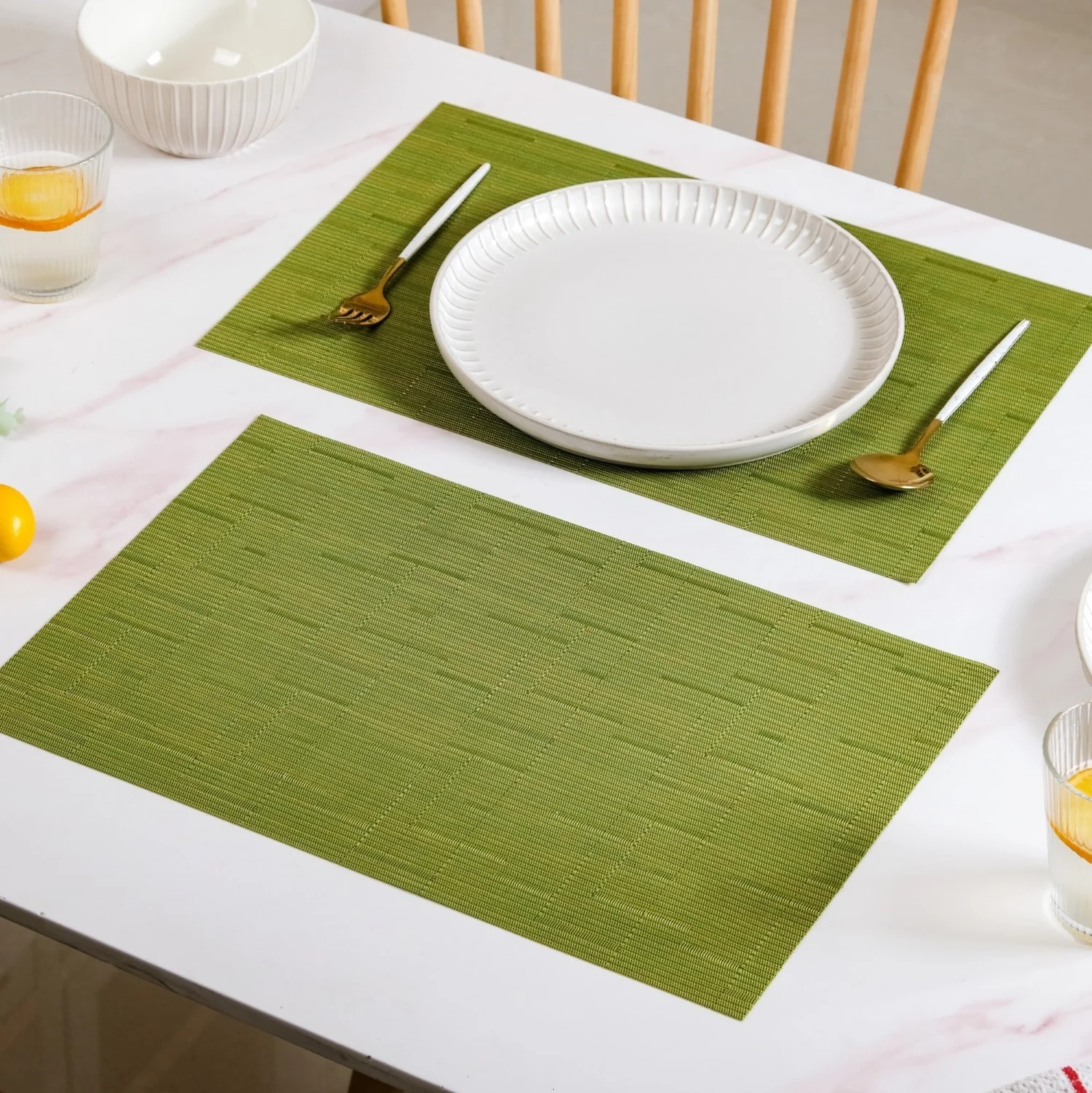 Green Textured Easy Clean Tablemat Set Of 6 - Image 2