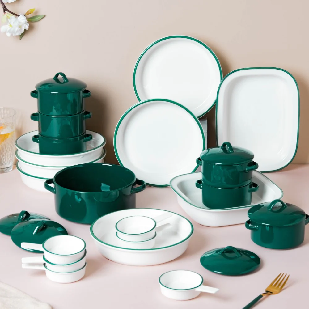 Green Toujours 21 Piece Pasta Snack Set For 6