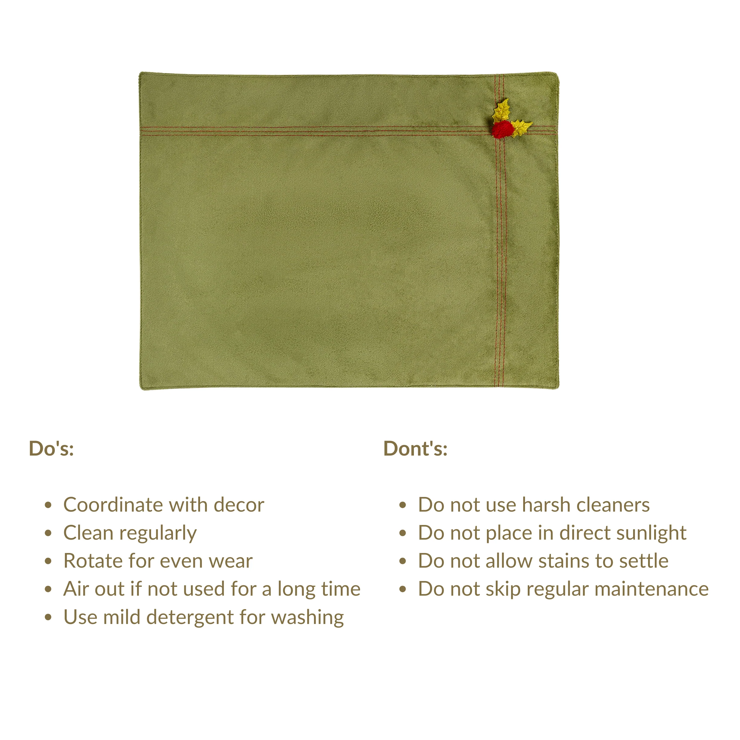 Green Velvet Table Mat Set Of 6 - Image 6