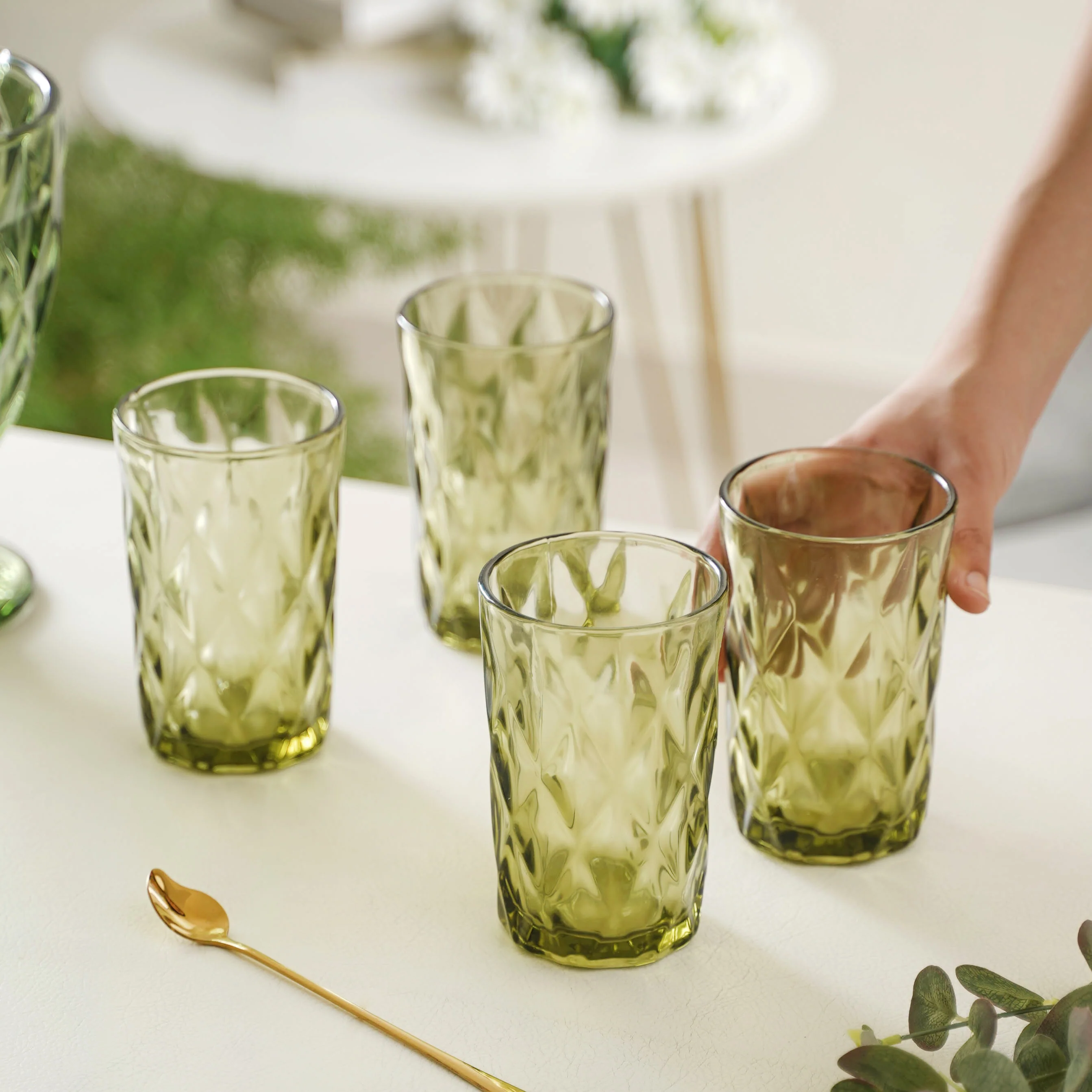 Green Water Tumbler Set of 4 - Image 4