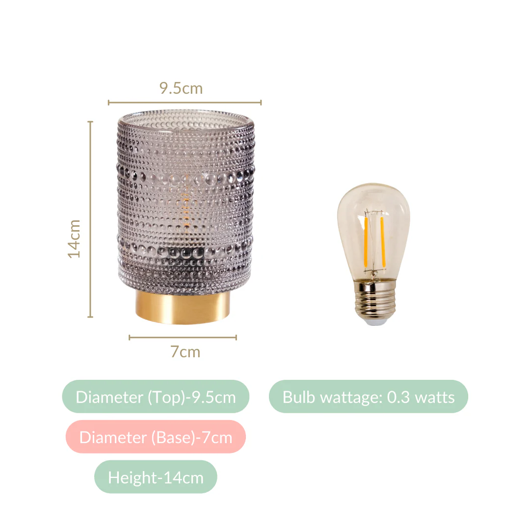 Grey Bubble Glass Desk Lamp Battery Operated - Image 4