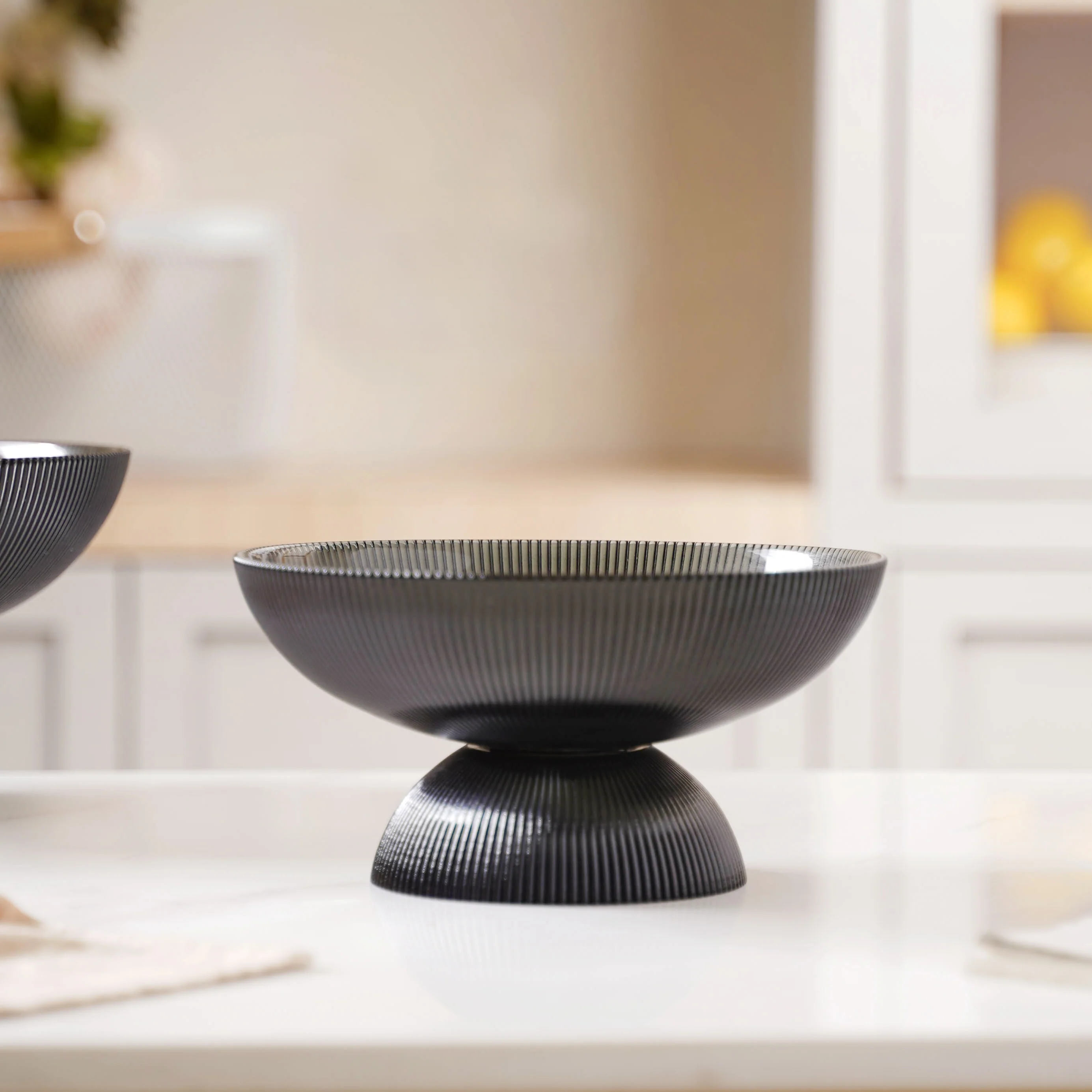 Ribbed Grey Fruit Bowl Small - Image 3